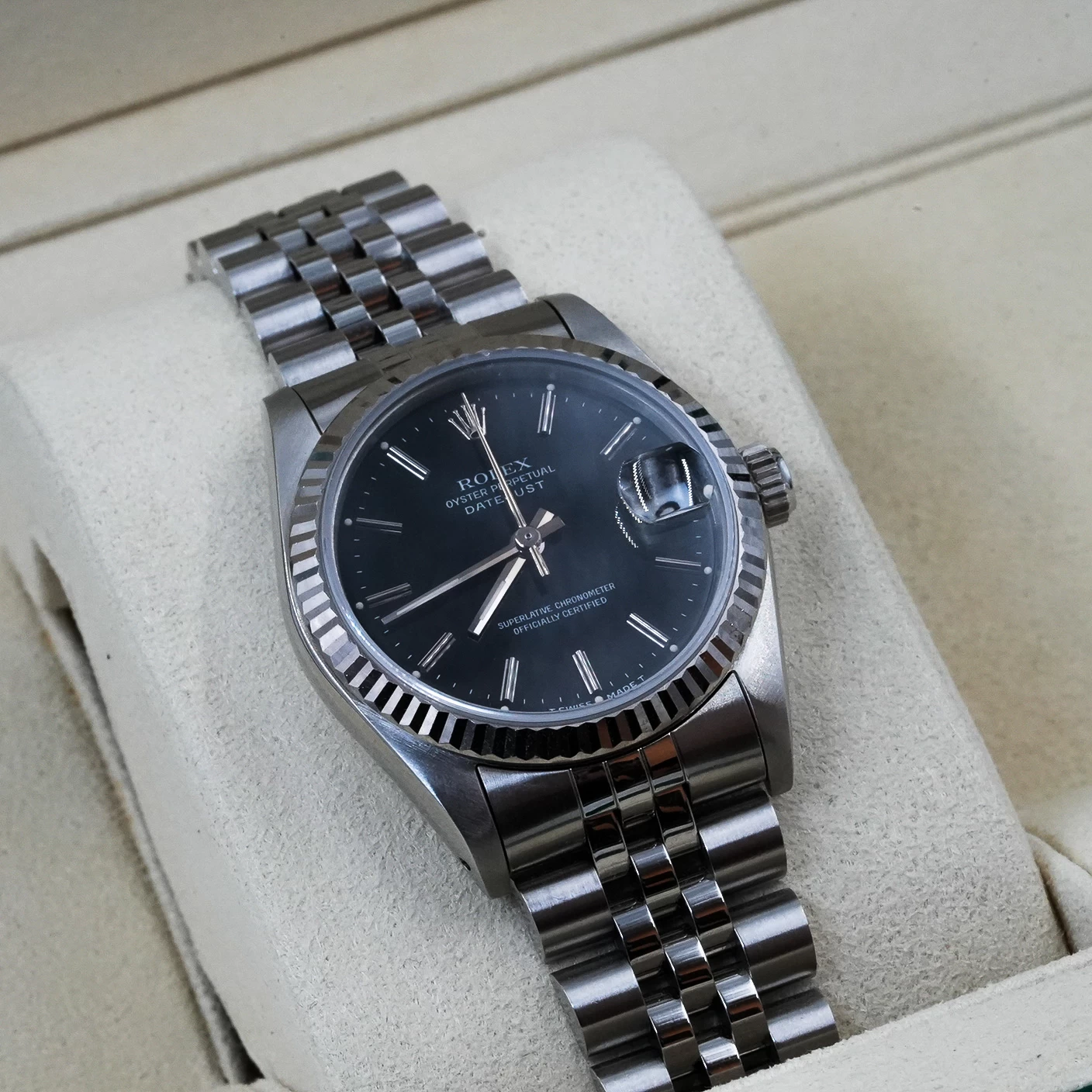 Rolex Datejust 31 in White Rolesor with Black Dial - Women's Watch