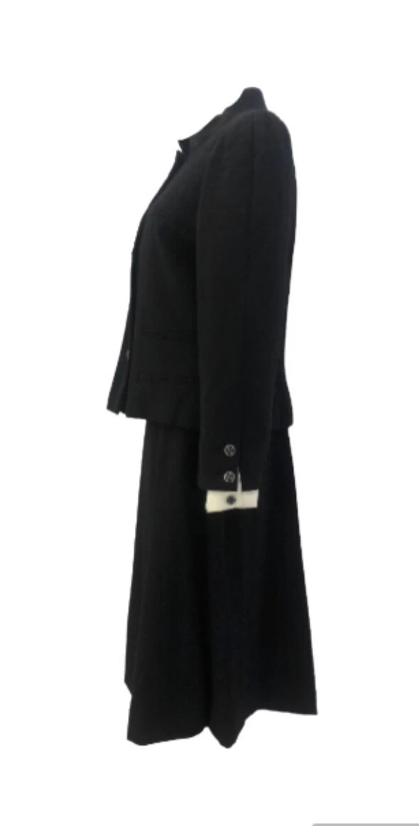     Chanel Quilted  with Camellia Buttons Blazer & Skirt Suit 