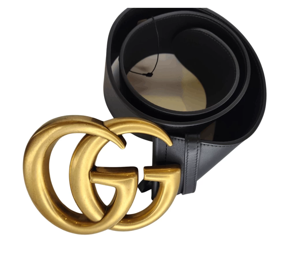 Gucci Wide Leather Belt GG Buckle Belt Size 85-34