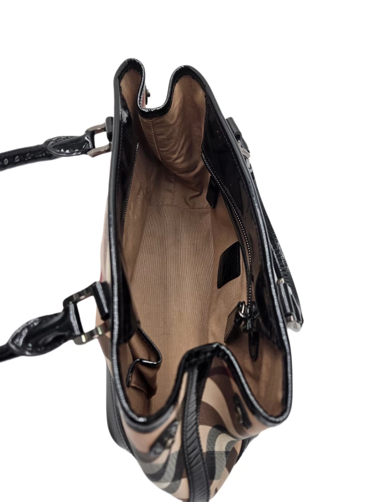     Burberry Nova Check PVC and Patent Leather Eden Tote 