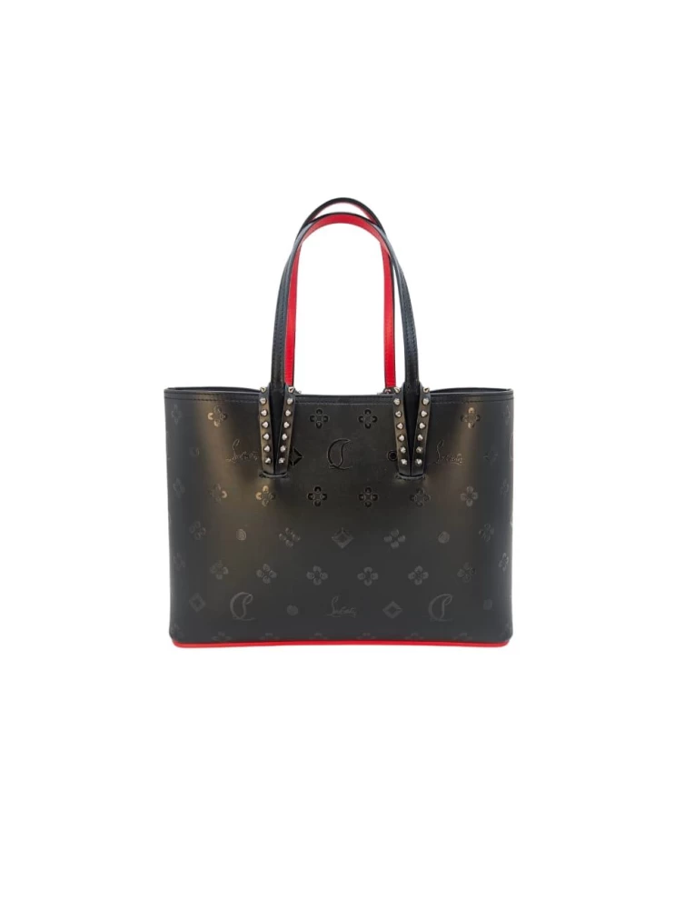     حقيبة توت كاباتا سوداء وحمراء من كريستيان لوبوتان 