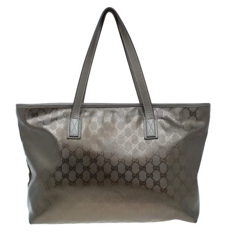     Gucci Gunmetal GG Coated Canvas Medium Imprime Tote 