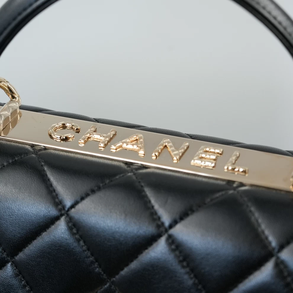     Chanel Classic Quilted Flap Bag with Top Handle - Black 