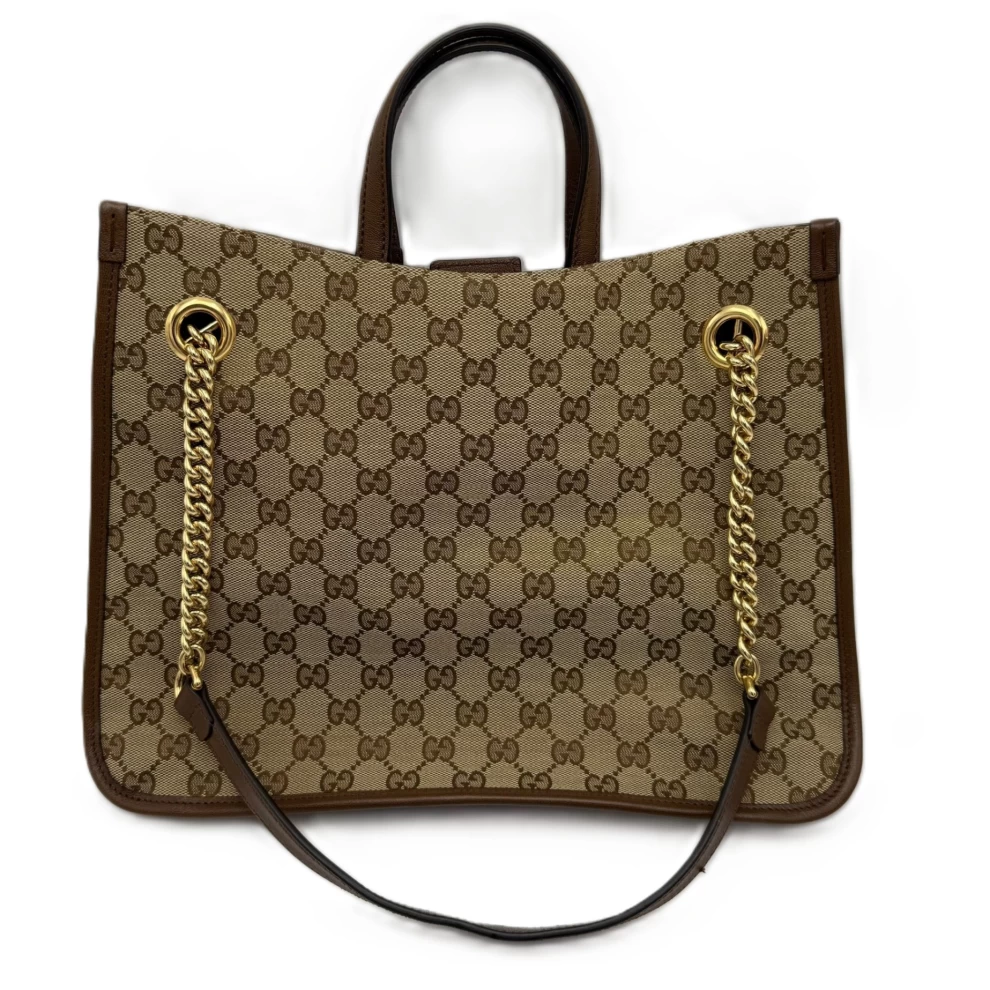     Gucci Beige/Brown GG Canvas and Leather Horsebit 1955 Large Tote Bag 