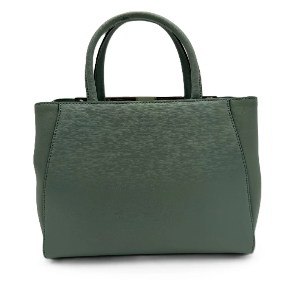     حقيبة فندي ميني 2جورز توت من الجلد باللون الأخضر الباهت 