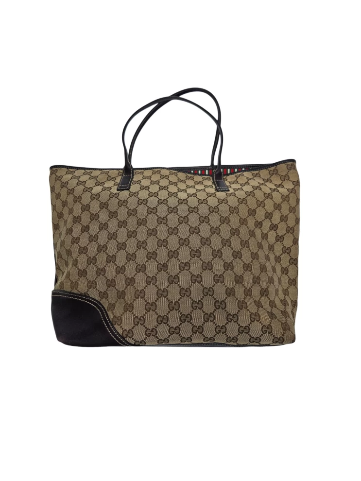     Gucci Britt GG Canvas Leather Tote Bag 