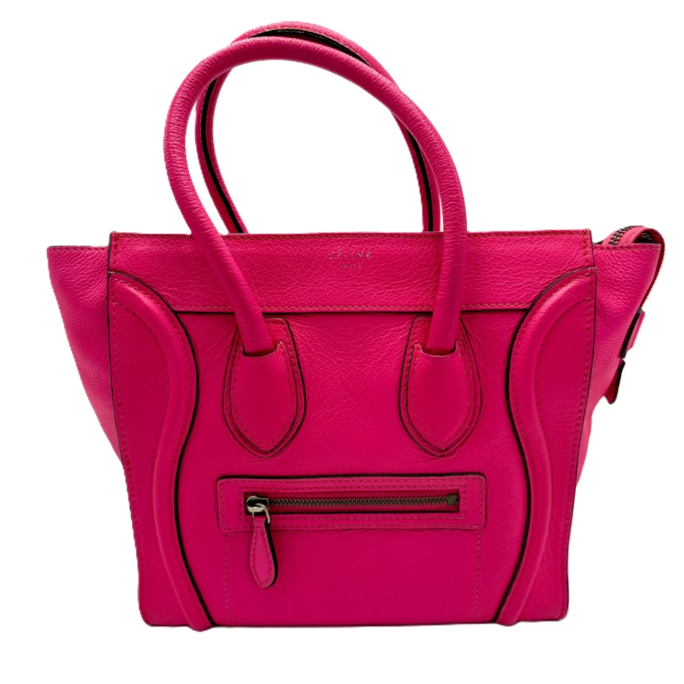     Celine Fluorescent Pink Micro Luggage Tote Bag 