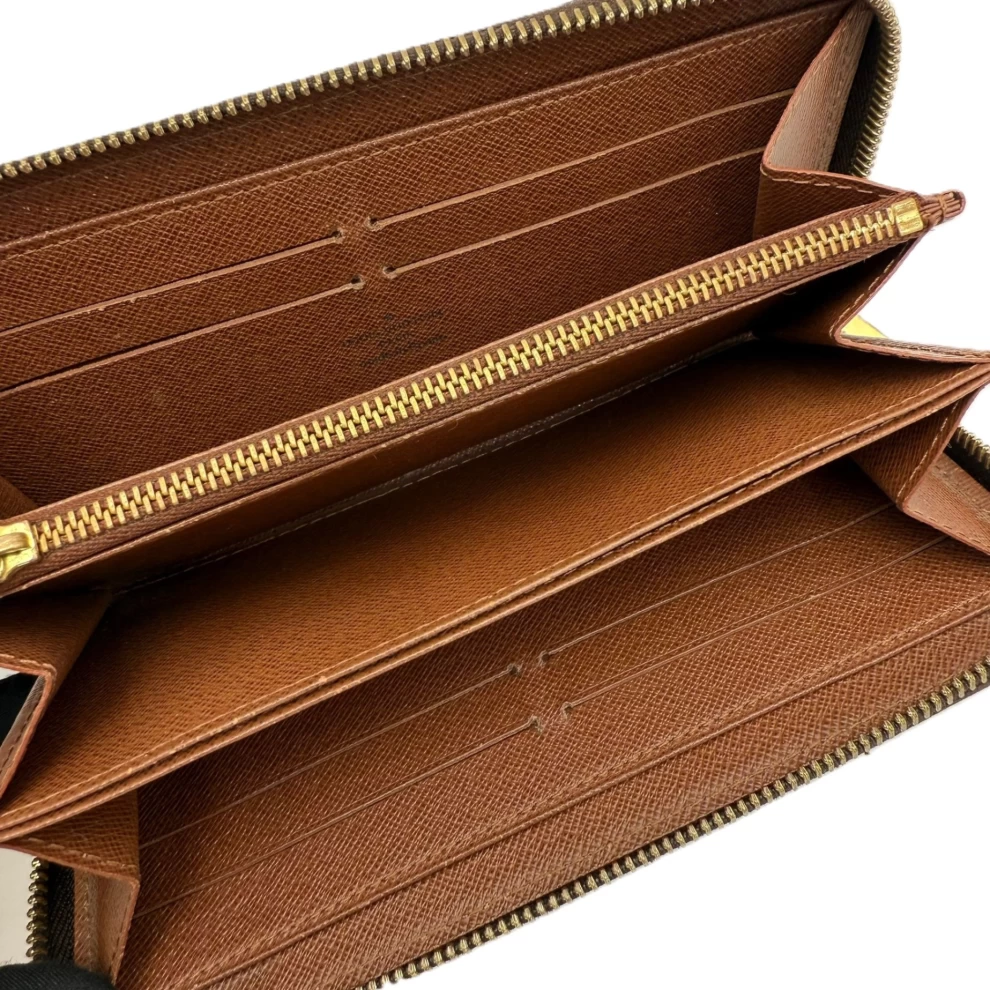     Louis Vuitton Monogram Zip Around Long Wallet Brown 