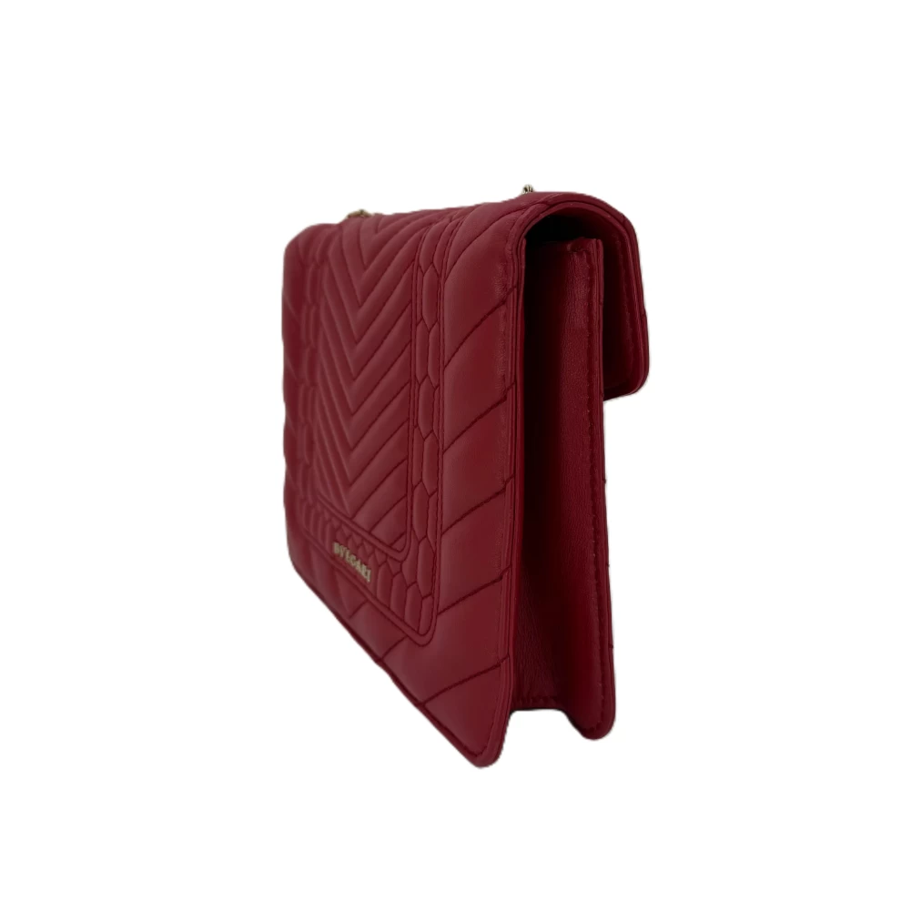     حقيبة كتف بولغاري ميكرو سيربنتي فورإيفر جلد مبطنة باللون الأحمر 