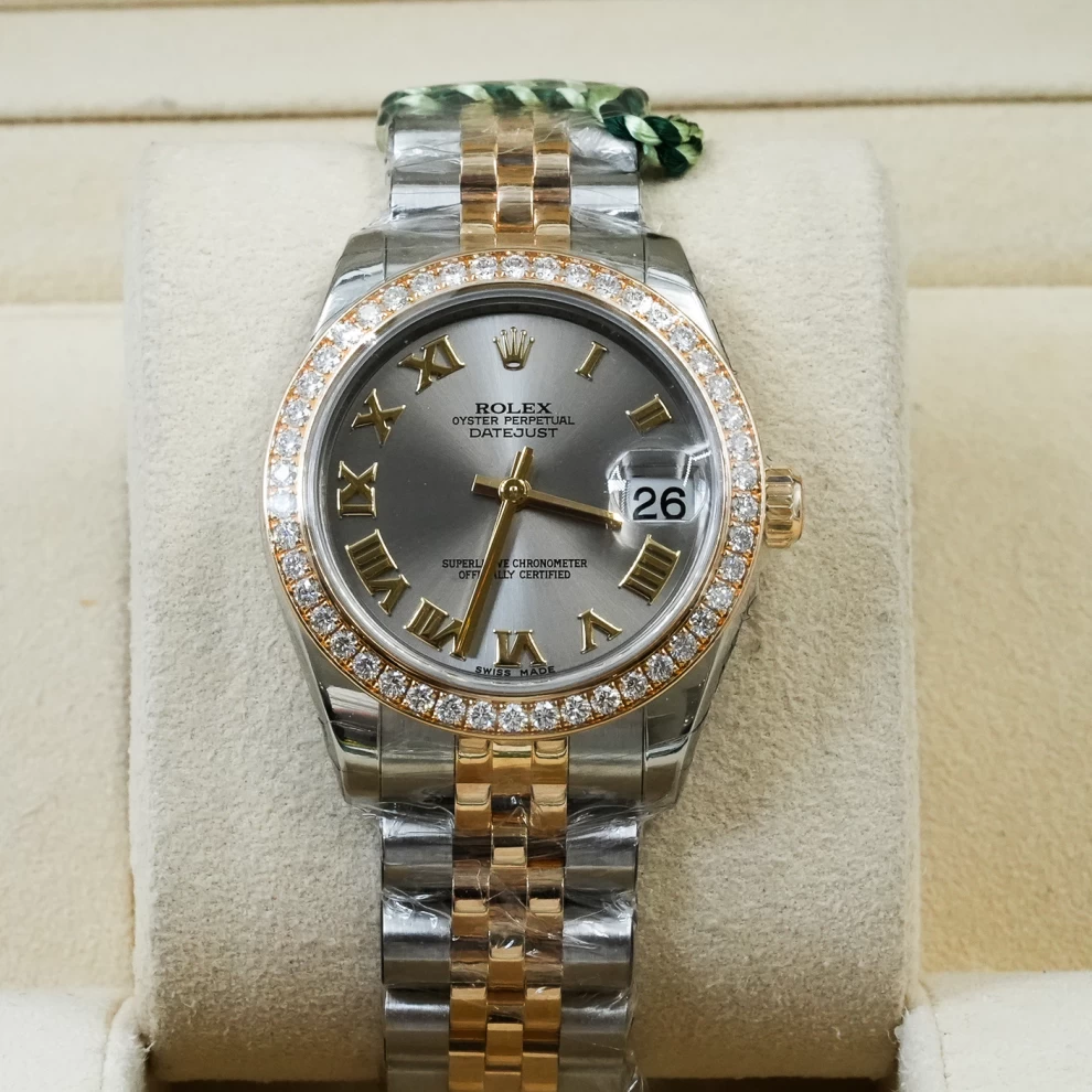     ساعة رولكس ليدي ديت جست ثنائية اللون مرصعة بالألماس 