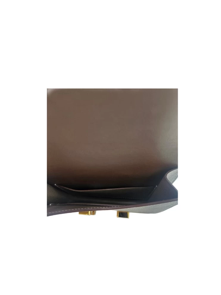     Hermes  Constance Etoupe Leather  Epsom Slim Wallet Palladium Hardware 