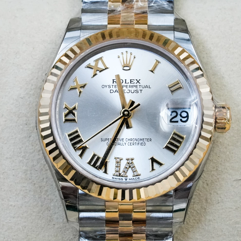     ساعة رولكس ليدي ديت جست ذات الميناء الروماني المزخرف ثنائي اللون 