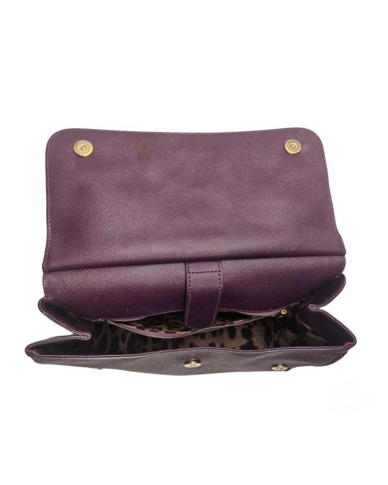     حقيبة يد دولتشي آند غابانا ميس سيسيلي الجلدية الكبيرة باللون الأرجواني 