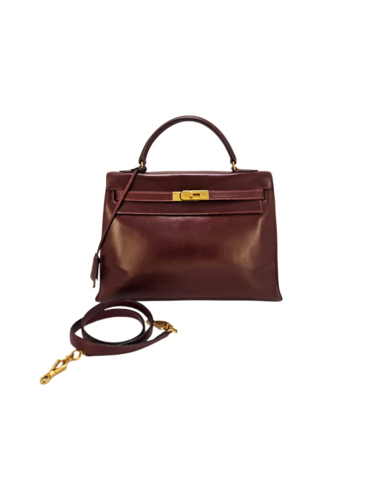     Hermes Kelly 32 Vintage Rouge H Box Calf Leather Gold Hardware 