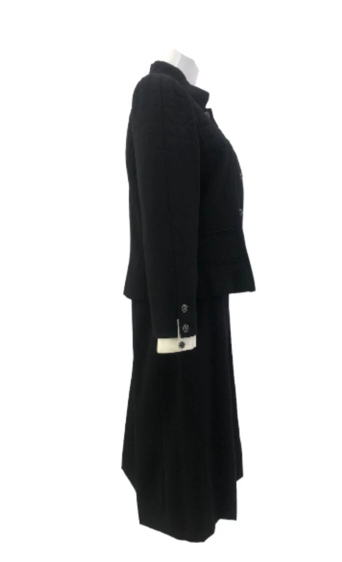     Chanel Quilted  with Camellia Buttons Blazer & Skirt Suit 