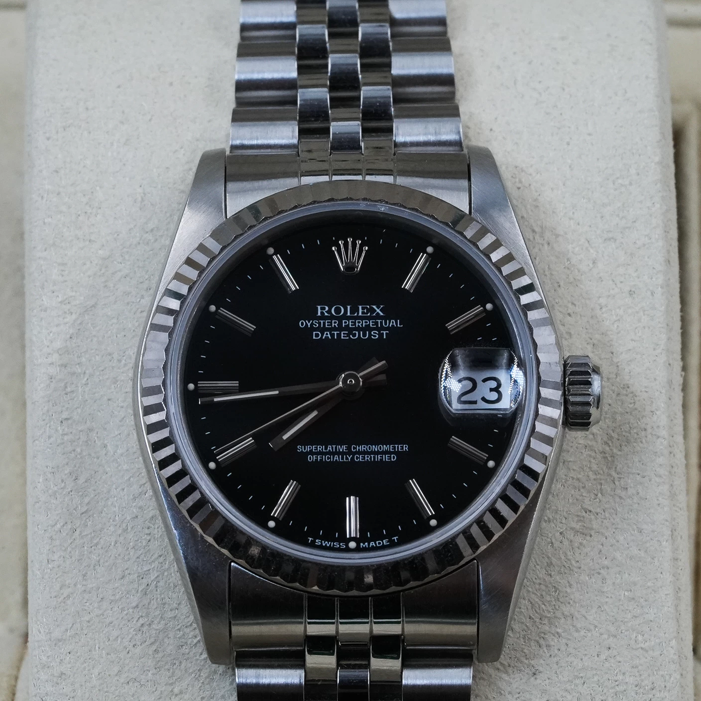     Rolex Datejust 31 in White Rolesor with Black Dial - Women's Watch 