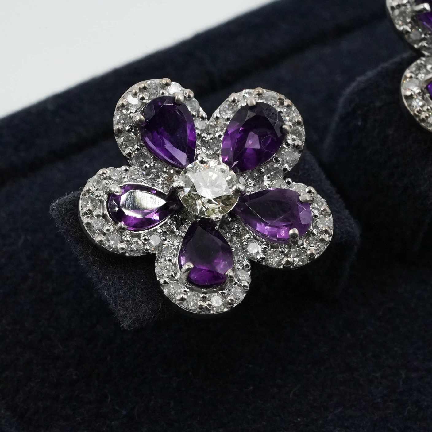     Women Diamond Earrings with Amethyst 