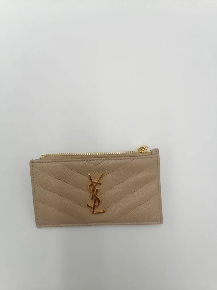     Saint Laurent MatelassÃ© Leather Monogram Long Card Holder 