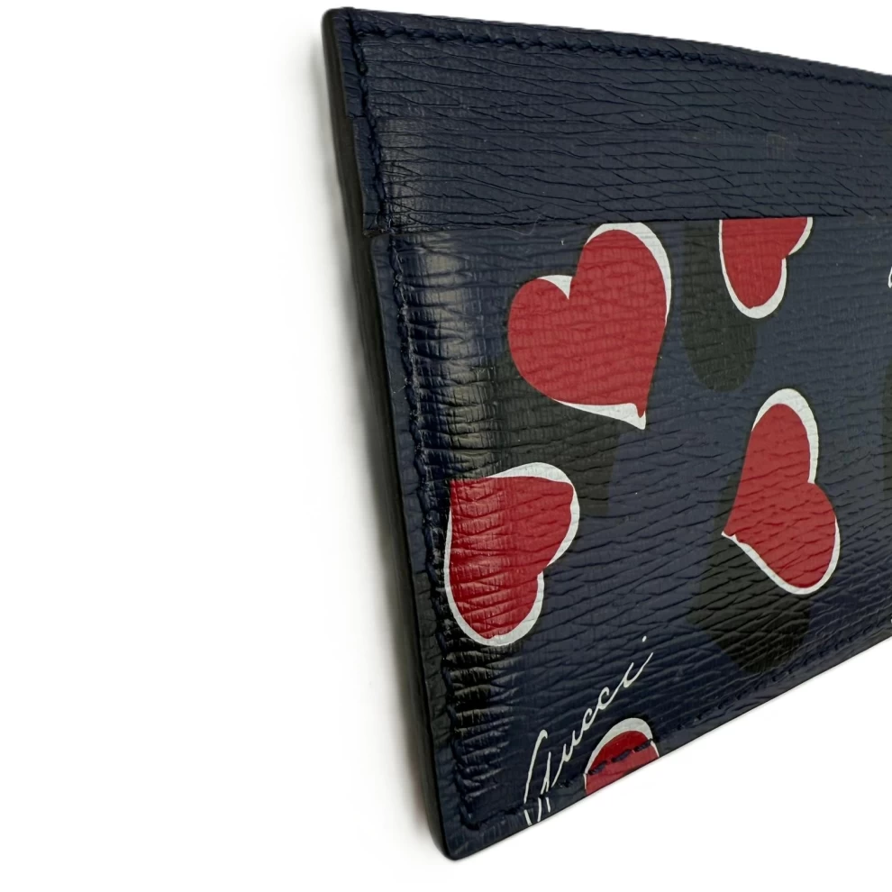     حامل بطاقات "بيتي" من الجلد الأزرق المزخرف من غوتشي 