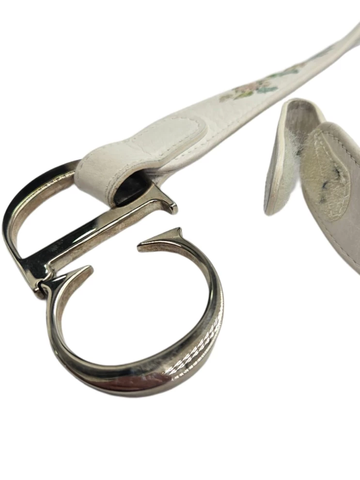     Dior White Leather 'CD' Logo Belt 
