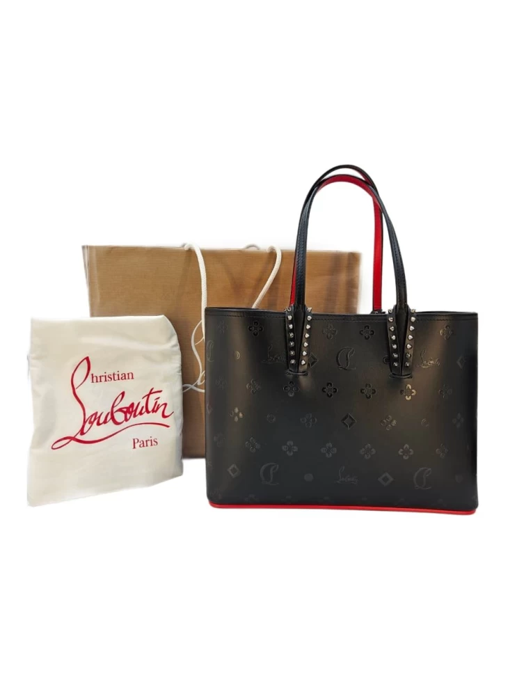     حقيبة توت كاباتا سوداء وحمراء من كريستيان لوبوتان 