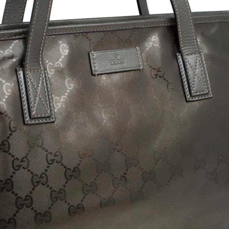     Gucci Gunmetal GG Coated Canvas Medium Imprime Tote 