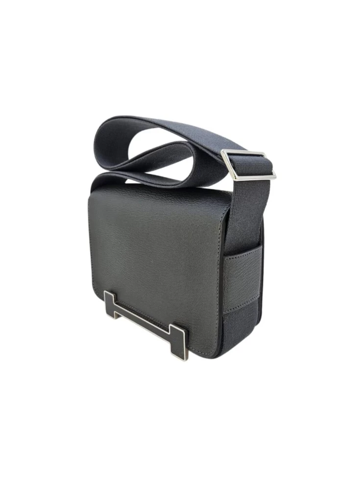     Hermes Geta Gris Misty Mysore Leather Bag in Palladium Hardware 