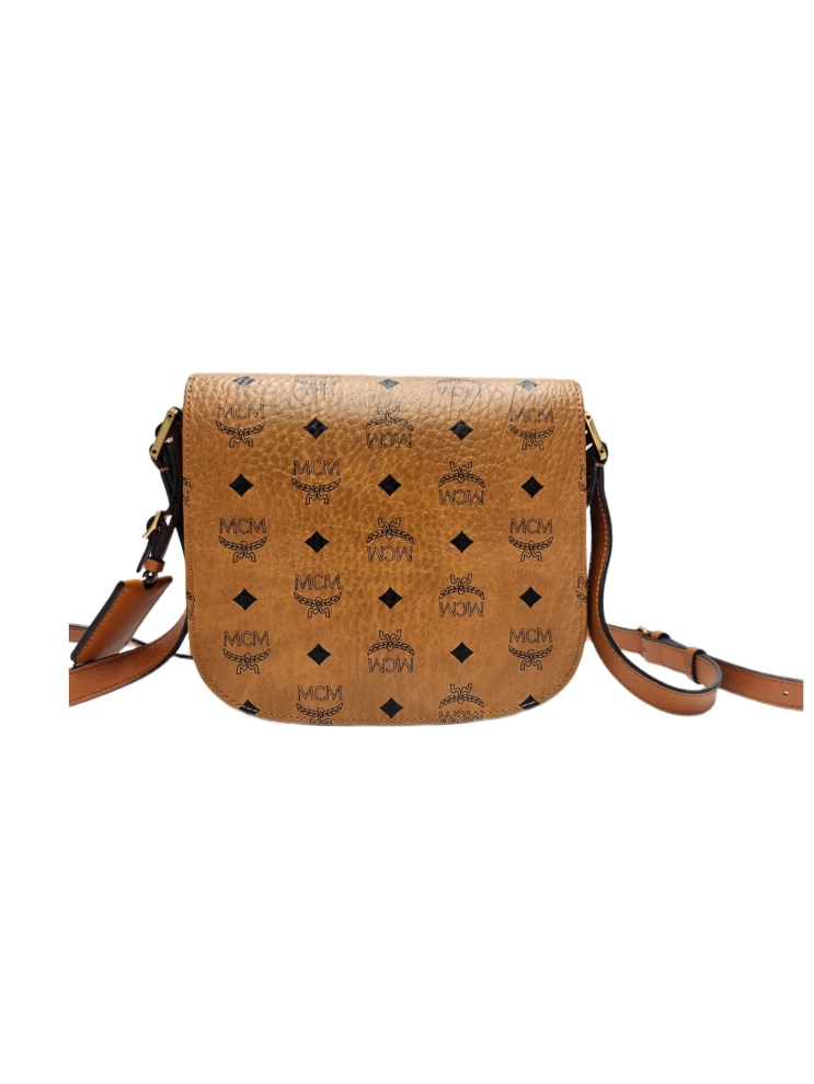     MCM Cognac Visetos Coated Canvas and Leather Patricia Crossbody Bag 