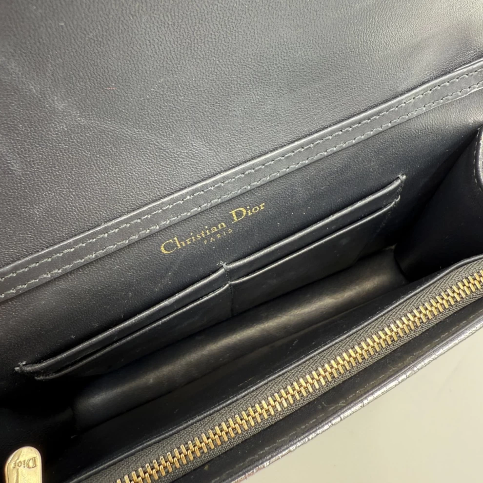     Dior Diorama Metallic Brushed Wallet on Chain Crossbody Bags 