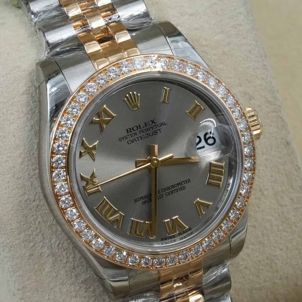     ساعة رولكس ليدي ديت جست ثنائية اللون مرصعة بالألماس 