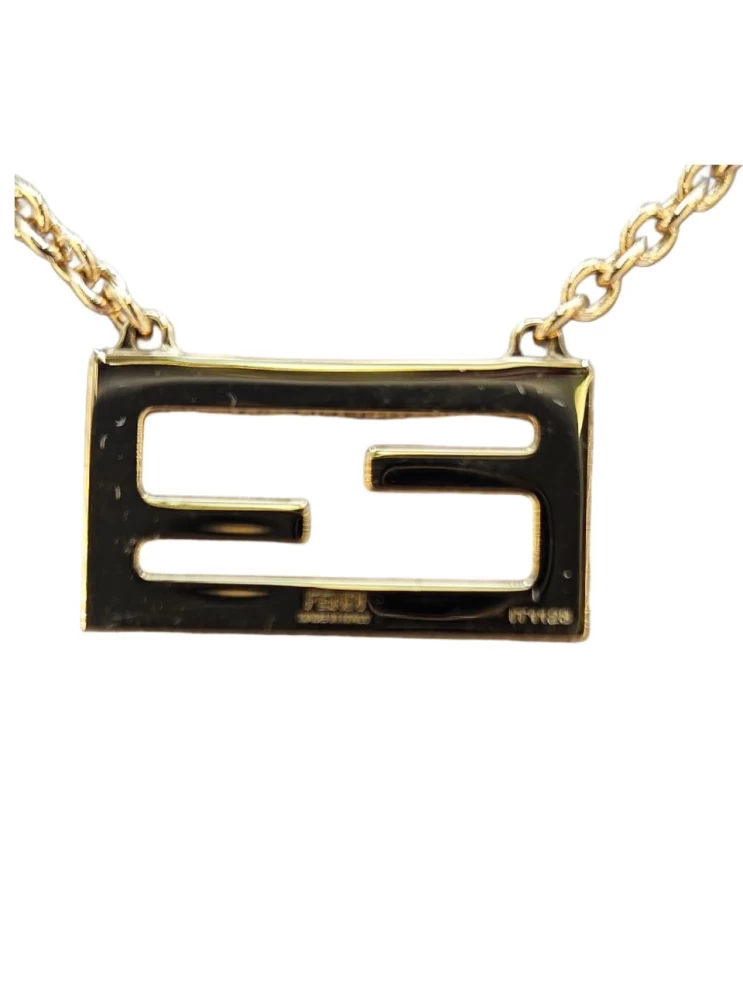     قلادة فندي فوريفر المعدنية المطلية بالذهب 