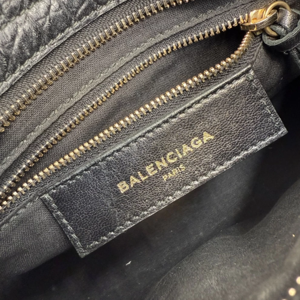     Balenciaga Black Croc Embossed Leather Mini GH Classic City Bag 