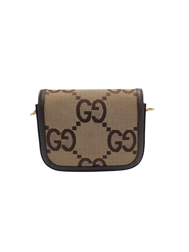    Gucci Brown/Beige Jumbo GG Canvas Mini Horsebit 1955 Shoulder Bag 101013185 