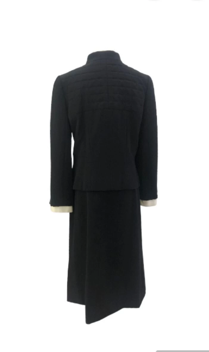     Chanel Quilted  with Camellia Buttons Blazer & Skirt Suit 