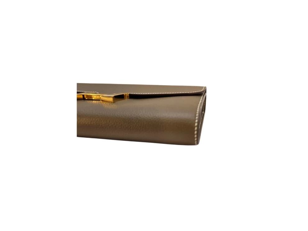     HermÃ¨s Constance To Go Wallet in Epsom Etoupe Color Gold Hardware 101016066 