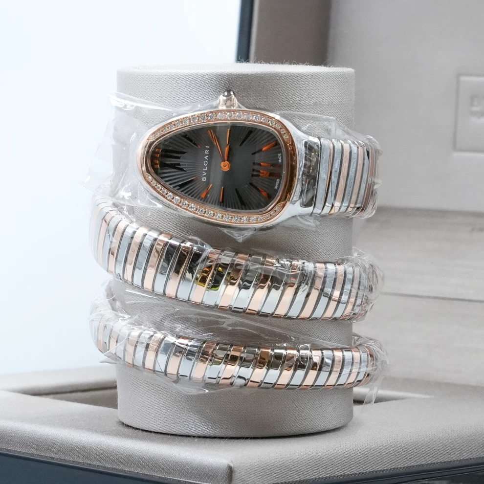     ساعة بولغري سيربنتي توبوغاس ألماسية بلونين 