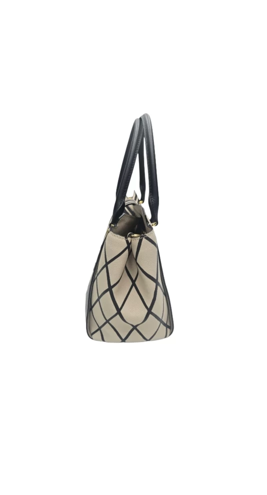     Burberry  Soft Grain Calfskin L'oeil Print Medium Buckle Tote Limestone 