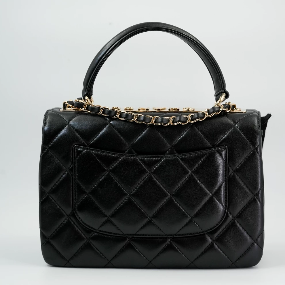     Chanel Classic Quilted Flap Bag with Top Handle - Black 