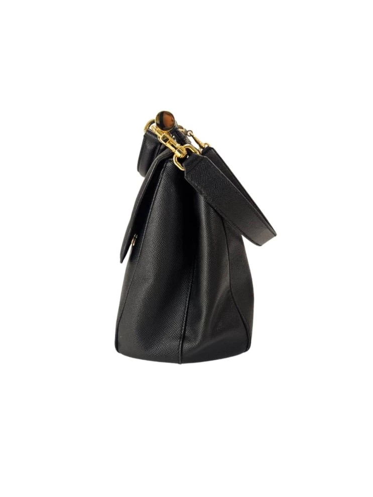     حقيبة دولتشي آند غابانا ميس سيسيلي كبيرة الحجم من الجلد الأسود بمقبض علوي 