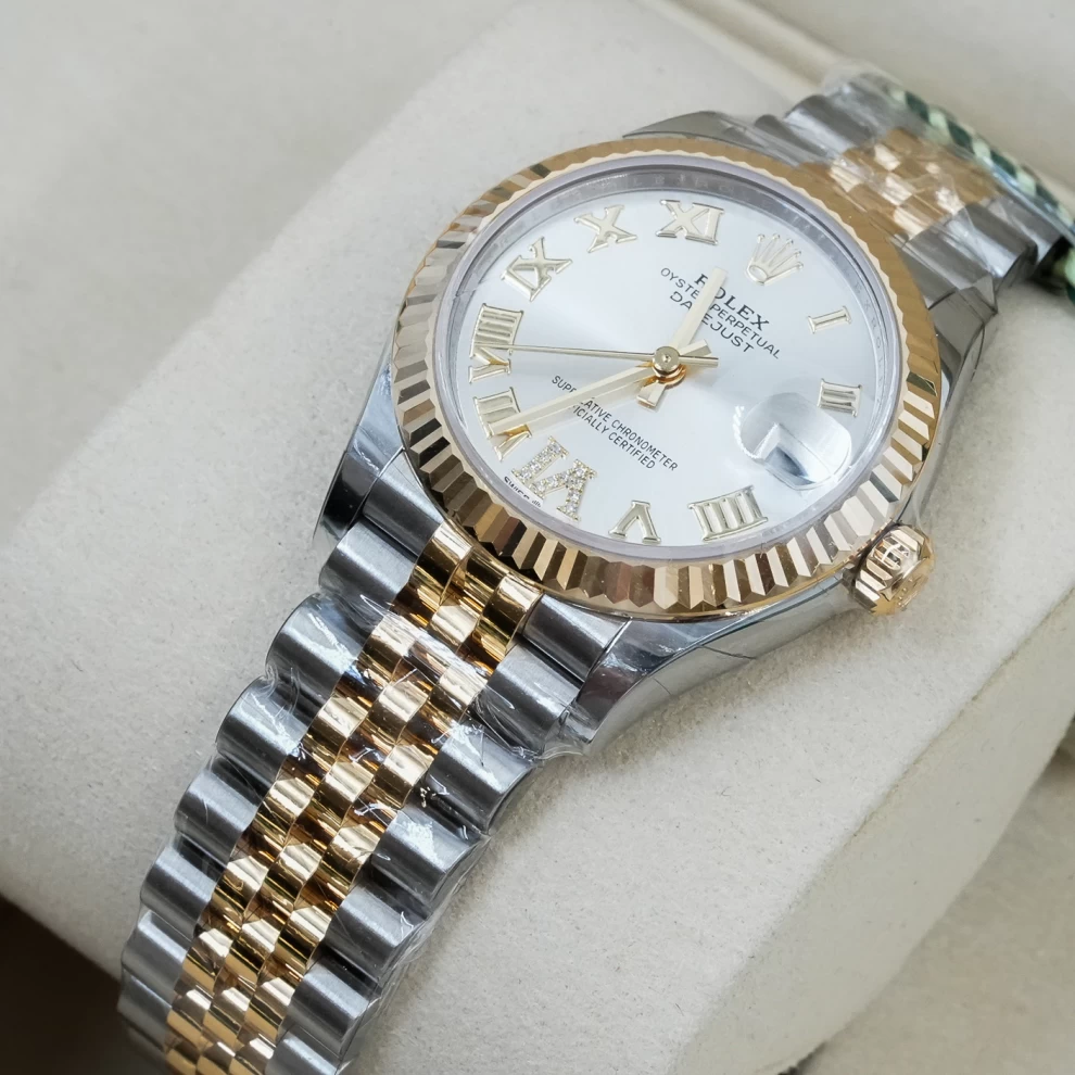     ساعة رولكس ليدي ديت جست ذات الميناء الروماني المزخرف ثنائي اللون 