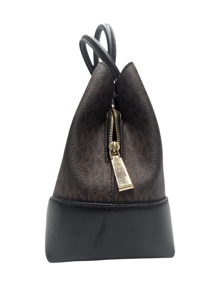     حقيبة يد ساتشيل متوسطة الحجم بشعار ميرسر جاليري للنساء من مايكل كورس - بني/أسود 