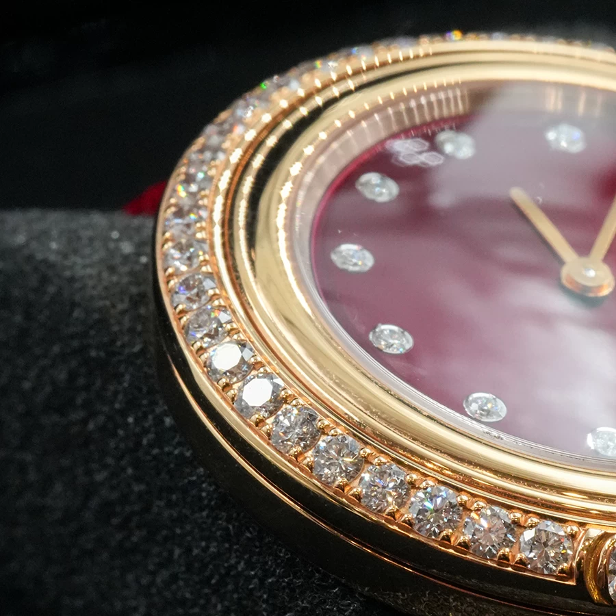     Piaget Rose Gold Diamond Watch - Red Dial 