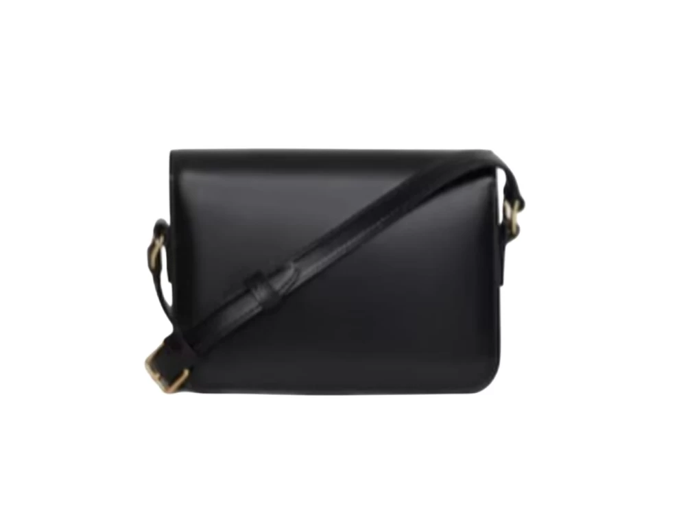     Celine  Black Triomphe Calfskin Shoulder Bag 