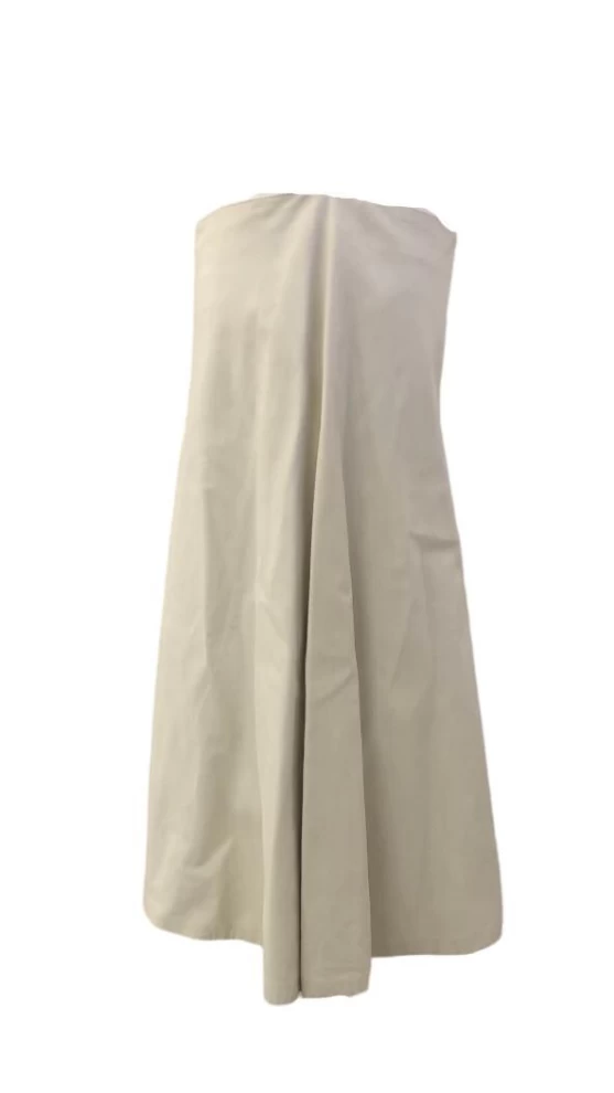     تنورة شانيل متوسطة الطول من الجلد باللون الأبيض العاجي 