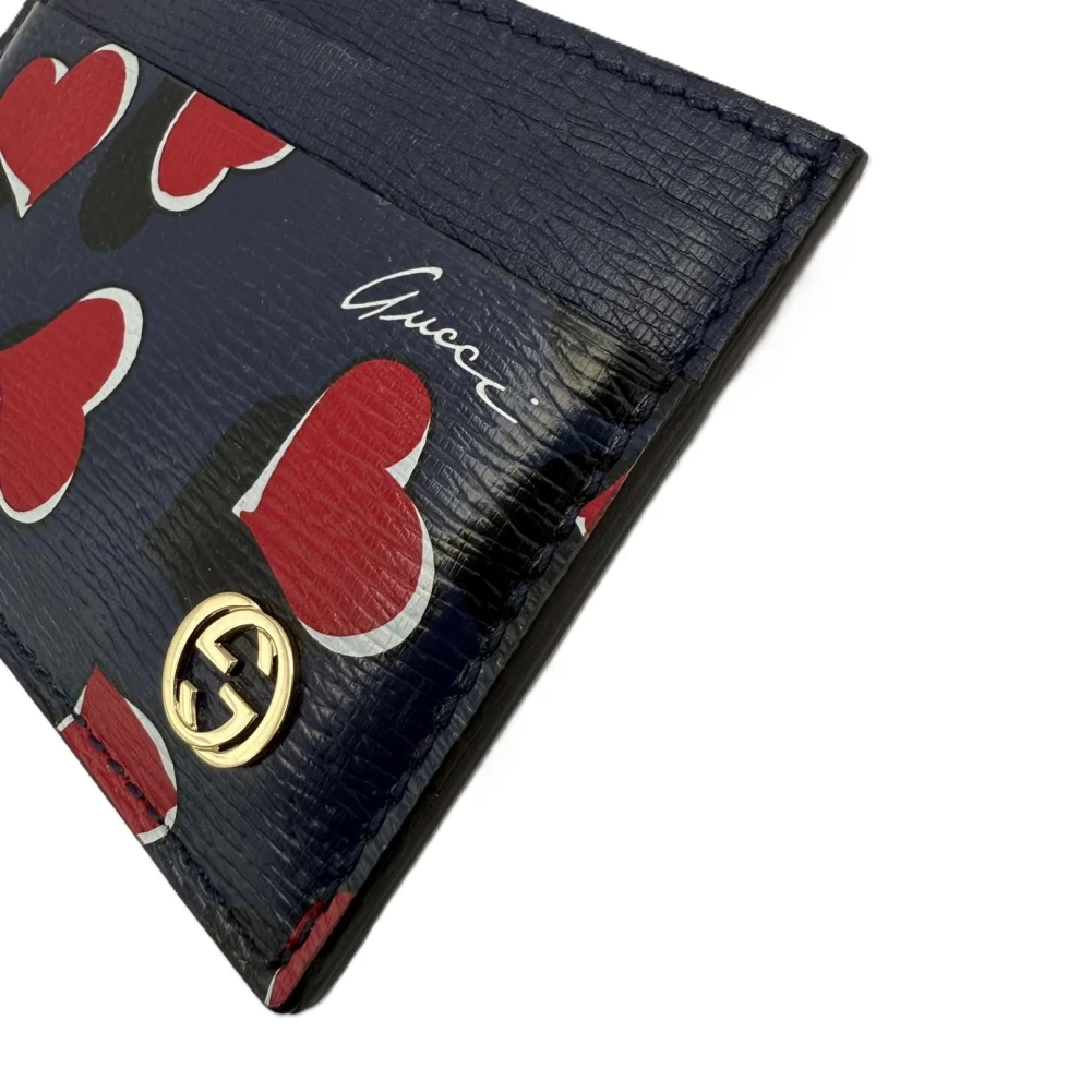     حامل بطاقات "بيتي" من الجلد الأزرق المزخرف من غوتشي 