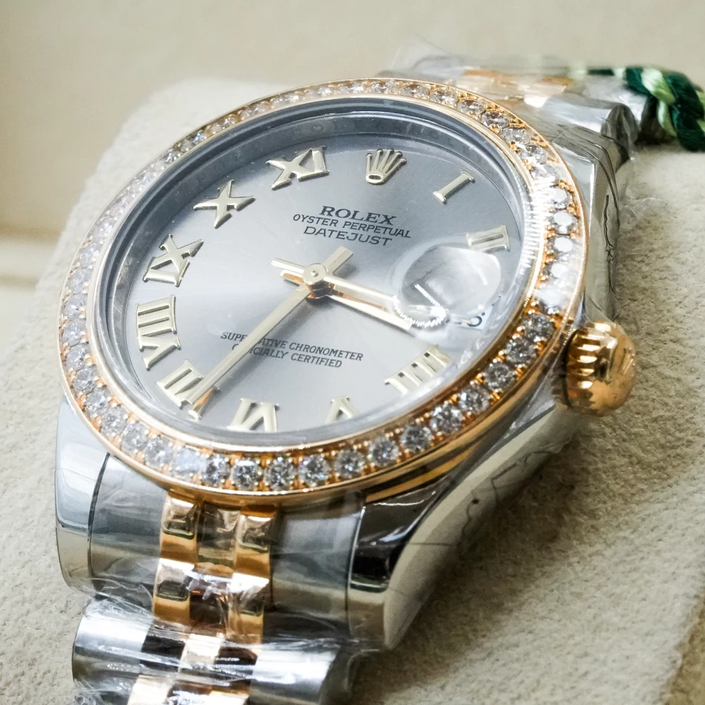     ساعة رولكس ليدي ديت جست ثنائية اللون مرصعة بالألماس 