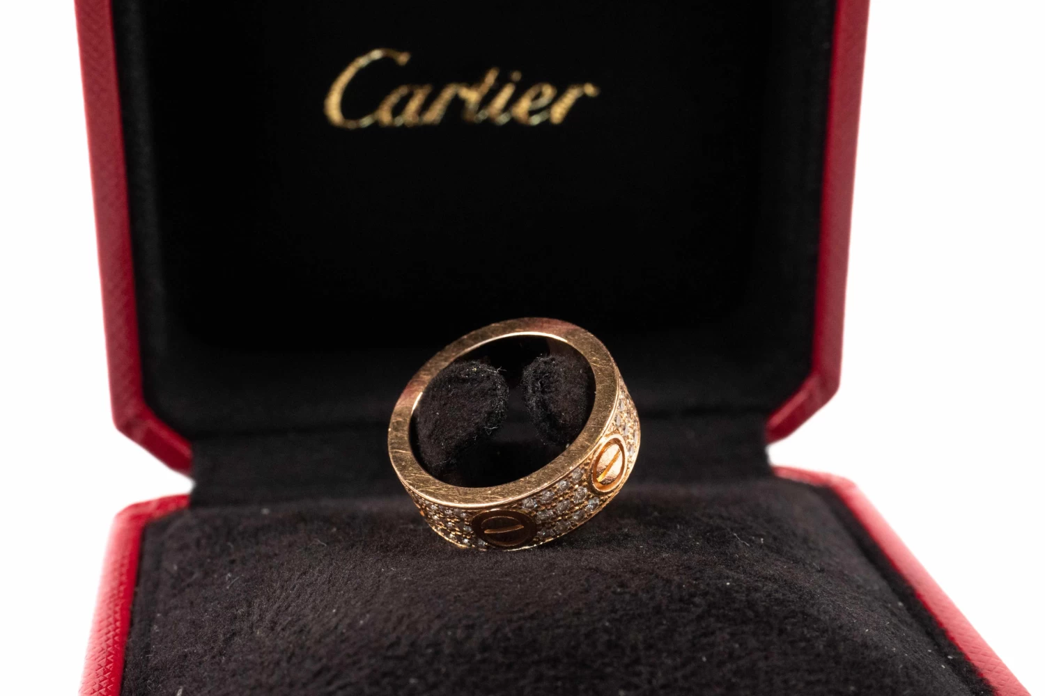 Cartier Love Rose Gold Diamond Paved Ring