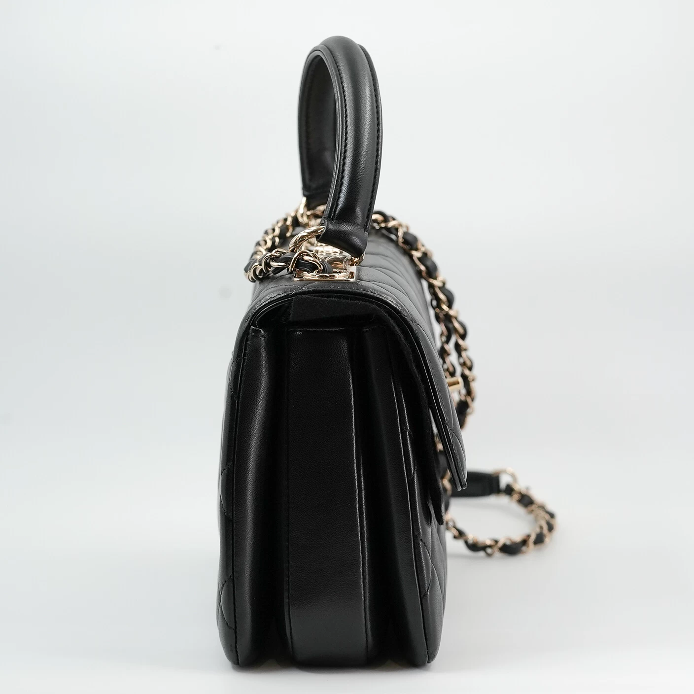     Chanel Classic Quilted Flap Bag with Top Handle - Black 