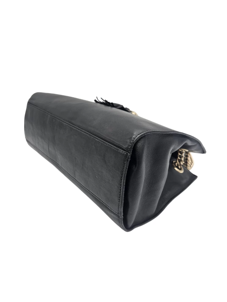     حقيبة كتف كبيرة من الجلد الأسود من جوتشي إميلي 