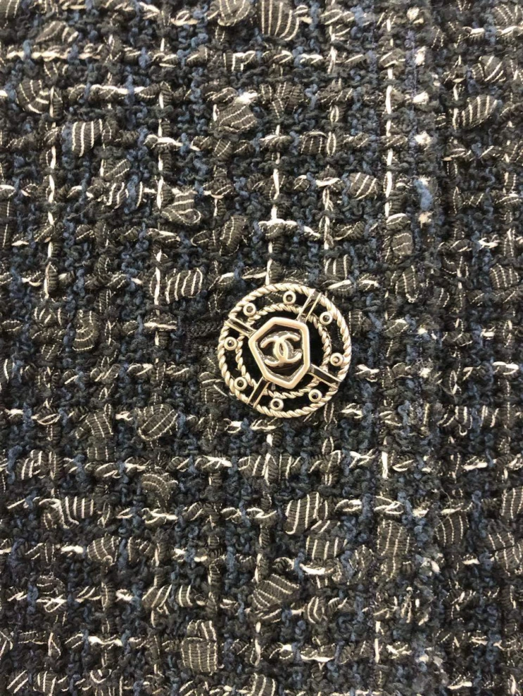     Chanel Navy Blue Tweed Coat 